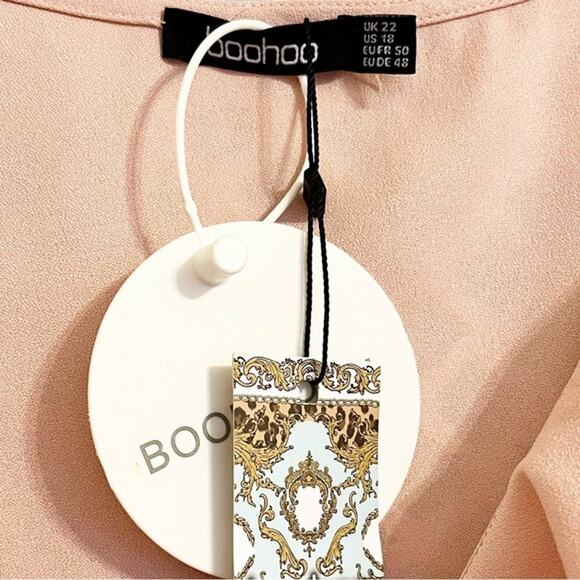 BOOHOO Ruffle Hem Faux Wrap Dress, Rose, 18, NWT! - Picture 7 of 9